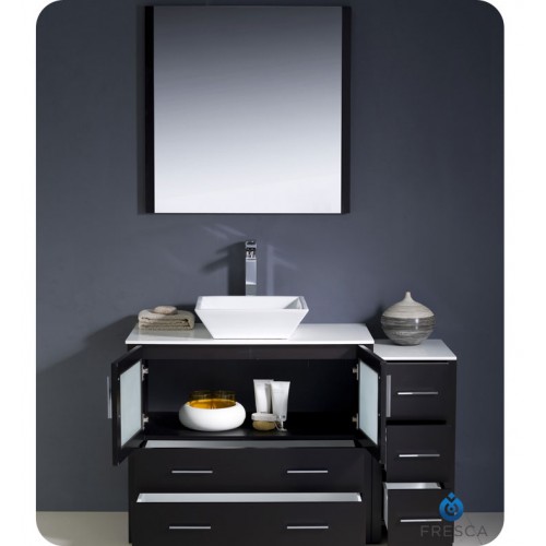 Fresca Torino 48" Espresso Modern Bathroom Vanity w/ Side Cabinet & Vessel Sink