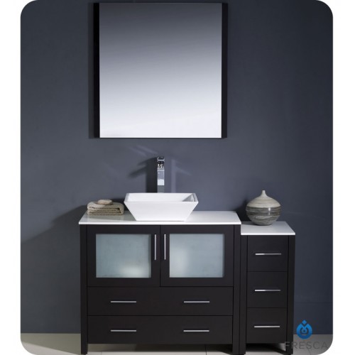 Fresca Torino 48" Espresso Modern Bathroom Vanity w/ Side Cabinet & Vessel Sink