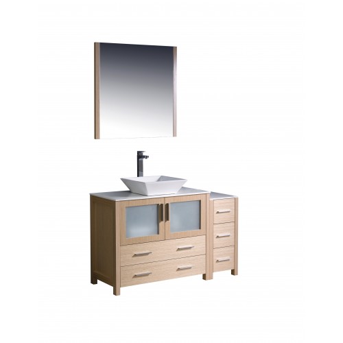 Fresca Torino 48" Light Oak Modern Bathroom Vanity w/ Side Cabinet & Vessel Sink