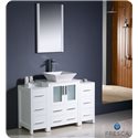 Fresca Torino 48" White Modern Bathroom Vanity w/ 2 Side Cabinets & Vessel Sink