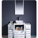 Fresca Torino 48" White Modern Bathroom Vanity w/ 2 Side Cabinets & Vessel Sink