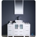 Fresca Torino 48" White Modern Bathroom Vanity w/ 2 Side Cabinets & Vessel Sink