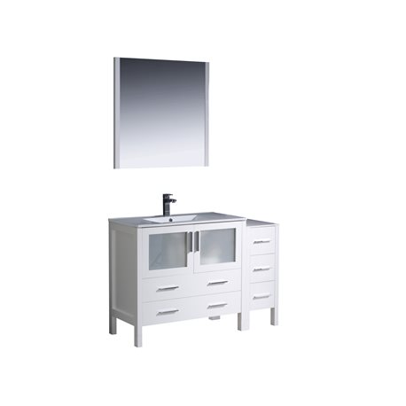 Fresca Torino 48" White Modern Bathroom Vanity w/ Side Cabinet & Integrated Sink