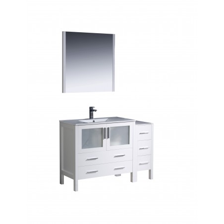 Fresca Torino 48" White Modern Bathroom Vanity w/ Side Cabinet & Integrated Sink