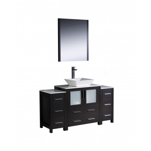 Fresca Torino 54" Espresso Modern Bathroom Vanity w/ 2 Side Cabinets & Vessel Sink