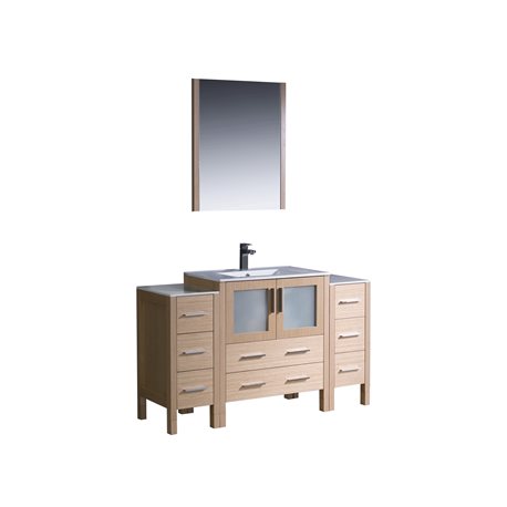 Fresca Torino 54" Light Oak Modern Bathroom Vanity w/ 2 Side Cabinets & Integrated Sink