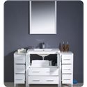 Fresca Torino 54" White Modern Bathroom Vanity w/ 2 Side Cabinets & Integrated Sink