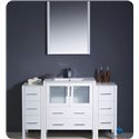 Fresca Torino 54" White Modern Bathroom Vanity w/ 2 Side Cabinets & Integrated Sink