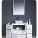 Fresca Torino 54" White Modern Bathroom Vanity w/ 2 Side Cabinets & Vessel Sink