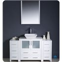 Fresca Torino 54" White Modern Bathroom Vanity w/ 2 Side Cabinets & Vessel Sink