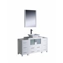 Fresca Torino 54" White Modern Bathroom Vanity w/ 2 Side Cabinets & Vessel Sink