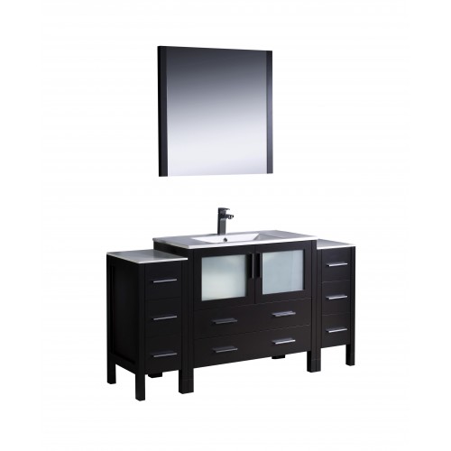 Fresca Torino 60" Espresso Modern Bathroom Vanity w/ 2 Side Cabinets & Integrated Sink