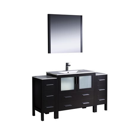 Fresca Torino 60" Espresso Modern Bathroom Vanity w/ 2 Side Cabinets & Integrated Sink