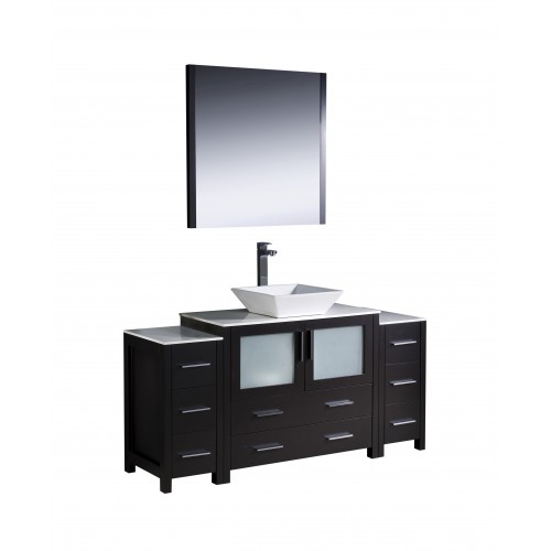 Fresca Torino 60" Espresso Modern Bathroom Vanity w/ 2 Side Cabinets & Vessel Sink