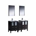 Fresca Torino 60" Espresso Modern Double Sink Bathroom Vanity w/ Side Cabinet & Integrated Sinks