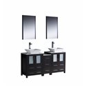 Fresca Torino 60" Espresso Modern Double Sink Bathroom Vanity w/ Side Cabinet & Vessel Sinks