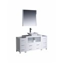 Fresca Torino 60" White Modern Bathroom Vanity w/ 2 Side Cabinets & Vessel Sink