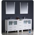 Fresca Torino 72" White Modern Double Sink Bathroom Vanity w/ Side Cabinet & Integrated Sinks