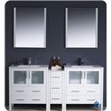 Fresca Torino 72" White Modern Double Sink Bathroom Vanity w/ Side Cabinet & Integrated Sinks