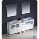 Fresca Torino 72" White Modern Double Sink Bathroom Vanity w/ Side Cabinet & Integrated Sinks