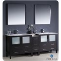 Fresca Torino 84" Espresso Modern Double Sink Bathroom Vanity w/ Side Cabinet & Integrated Sinks