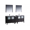 Fresca Torino 84" Espresso Modern Double Sink Bathroom Vanity w/ Side Cabinet & Integrated Sinks