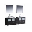 Fresca Torino 84" Espresso Modern Double Sink Bathroom Vanity w/ Side Cabinet & Vessel Sinks