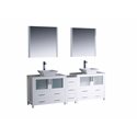 Fresca Torino 84" White Modern Double Sink Bathroom Vanity w/ Side Cabinet & Vessel Sinks