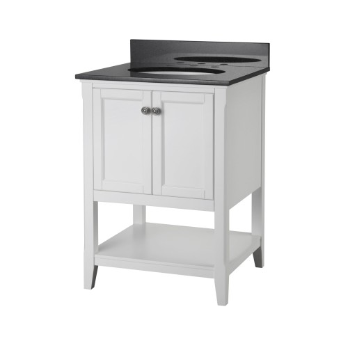 AUGUSTE 24 INCH BATHROOM VANITY IN WHITE WITH TWO DOORS AND OPEN SHELF