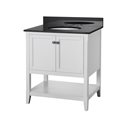 AUGUSTE 30 INCH BATHROOM VANITY IN WHITE WITH TWO DOORS AND OPEN SHELF