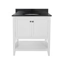 AUGUSTE 30 INCH BATHROOM VANITY IN WHITE WITH TWO DOORS AND OPEN SHELF