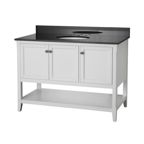 AUGUSTE 48 INCH BATHROOM VANITY IN WHITE WITH THREE DOORS AND OPEN SHELF