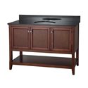 AUGUSTE 48 INCH BATHROOM VANITY IN CHESTNUT WITH THREE DOORS AND OPEN SHELF