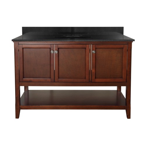 AUGUSTE 48 INCH BATHROOM VANITY IN CHESTNUT WITH THREE DOORS AND OPEN SHELF