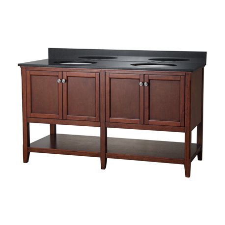 AUGUSTE 60 INCH BATHROOM VANITY IN CHESTNUT WITH FOUR DOORS AND OPEN SHELF