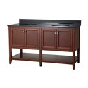 AUGUSTE 60 INCH BATHROOM VANITY IN CHESTNUT WITH FOUR DOORS AND OPEN SHELF