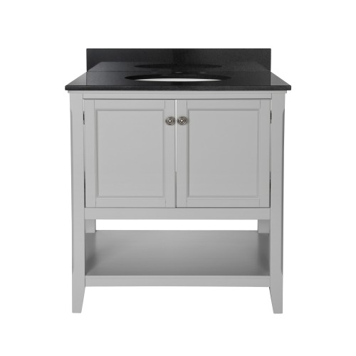 AUGUSTE 30 INCH BATHROOM VANITY IN GREY WITH TWO DOORS AND OPEN SHELF