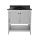 AUGUSTE 30 INCH BATHROOM VANITY IN GREY WITH TWO DOORS AND OPEN SHELF