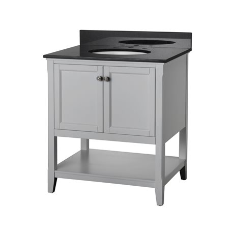 AUGUSTE 30 INCH BATHROOM VANITY IN GREY WITH TWO DOORS AND OPEN SHELF