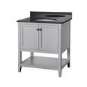 AUGUSTE 30 INCH BATHROOM VANITY IN GREY WITH TWO DOORS AND OPEN SHELF