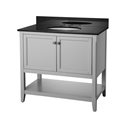 AUGUSTE 36 INCH BATHROOM VANITY IN GREY WITH TWO DOORS AND OPEN SHELF