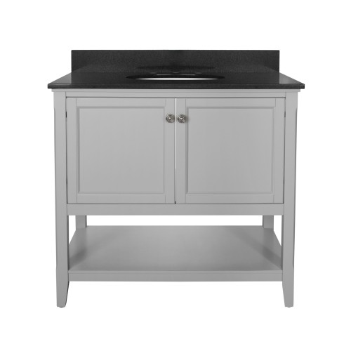 AUGUSTE 36 INCH BATHROOM VANITY IN GREY WITH TWO DOORS AND OPEN SHELF