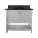 AUGUSTE 36 INCH BATHROOM VANITY IN GREY WITH TWO DOORS AND OPEN SHELF