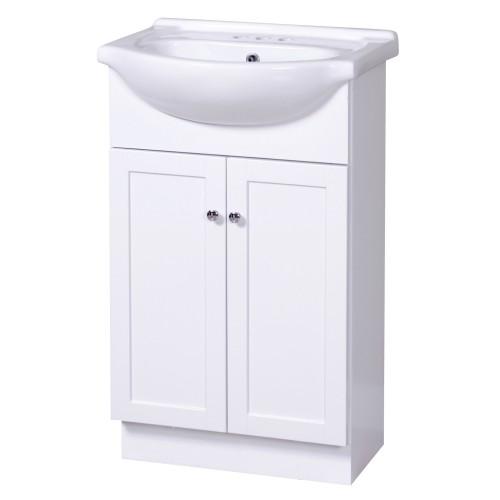 COLUMBIA 22 INCH WHITE EURO BATH VANITY WITH VITREOUS CHINA VANITY TOP