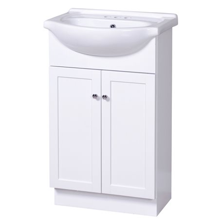 COLUMBIA 22 INCH WHITE EURO BATH VANITY WITH VITREOUS CHINA VANITY TOP