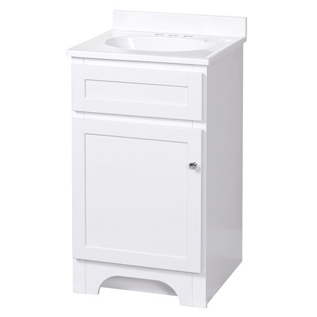 COLUMBIA 18 INCH WHITE BATH VANITY WITH CULTURED MARBLE VANITY TOP