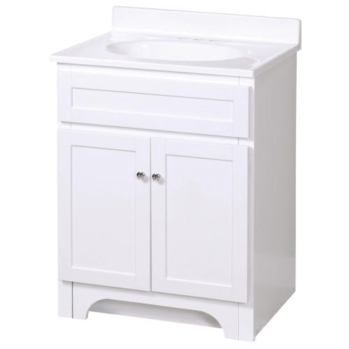 COLUMBIA 24 INCH WHITE BATH VANITY WITH CULTURED MARBLE VANITY TOP