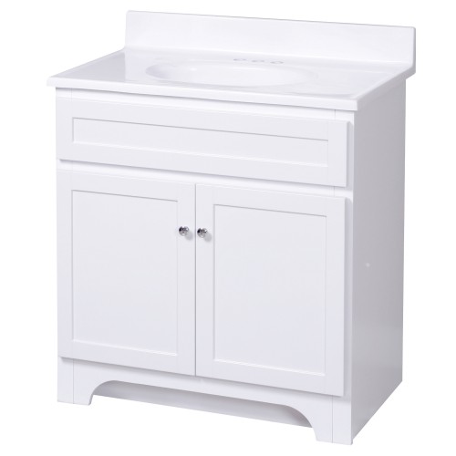 COLUMBIA 30 INCH WHITE BATH VANITY WITH CULTURED MARBLE VANITY TOP