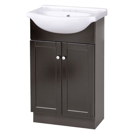 COLUMBIA 22 INCH ESPRESSO EURO BATH VANITY WITH VITREOUS CHINA VANITY TOP