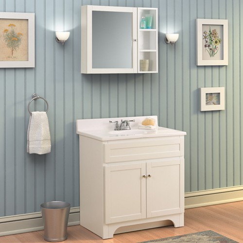 COLUMBIA 30 INCH WHITE BATH VANITY WITH CULTURED MARBLE VANITY TOP